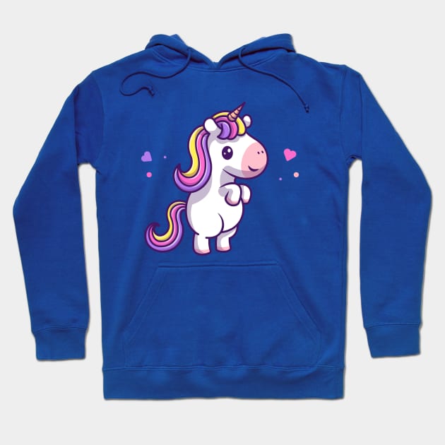 Cute Unicorn Standing Cartoon Hoodie by Catalyst Labs